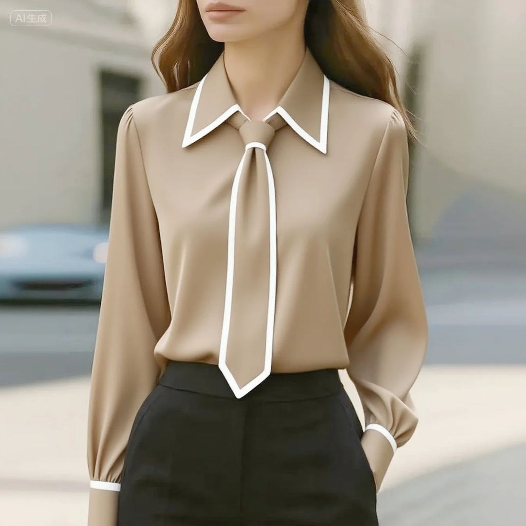 Maison Contrast Tie Blouse