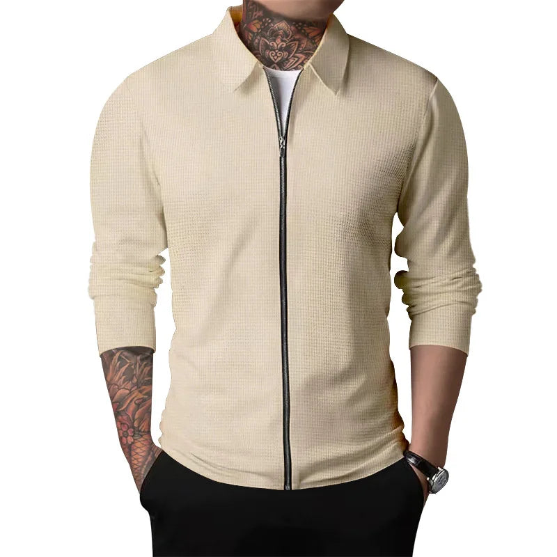 Waffle Knit Zip-Up