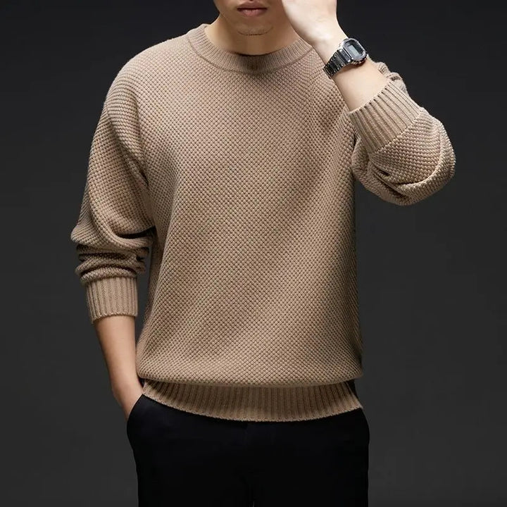 Waffle Knit Crewneck Sweater