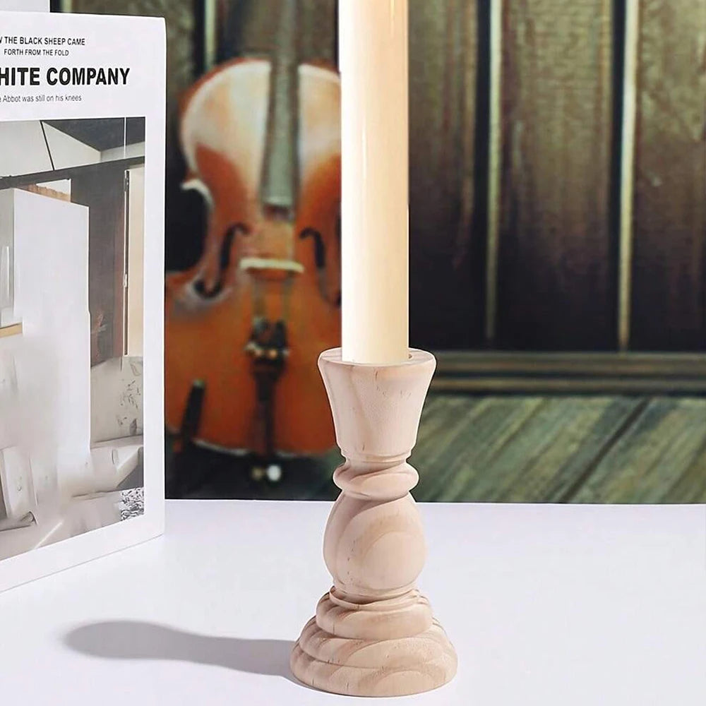 Oak & Ivory Candlestick Set
