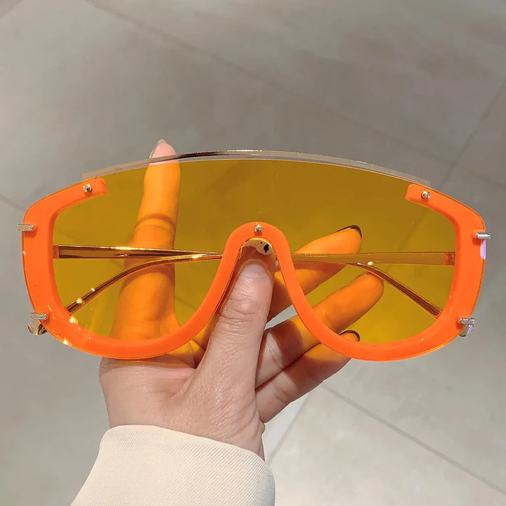 Oversized Rimless Sunglasses for Women and Men - 2023 Fashionable One Piece Lens with UV400 Protection Oversized Rimless Sunglasses for Women and Men - 2023 Fashionable One Piece Lens with UV400 Protection