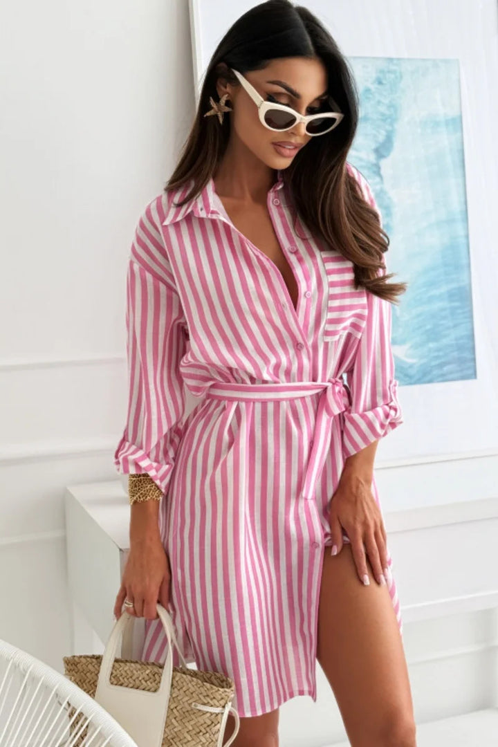 Cabana Striped Shirt Dress