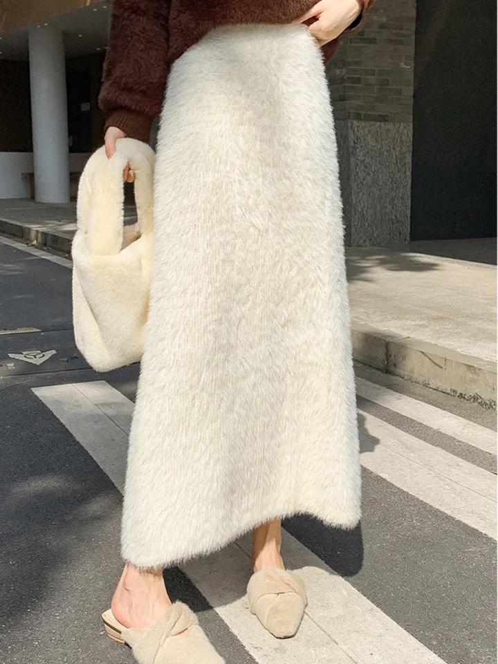 Clairmont Faux Fur Maxi Skirt