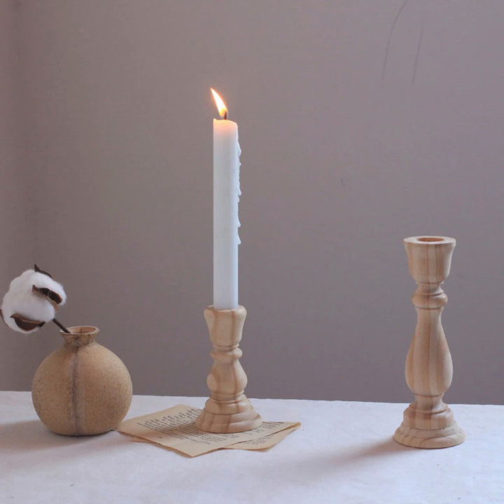 Oak & Ivory Candlestick Set