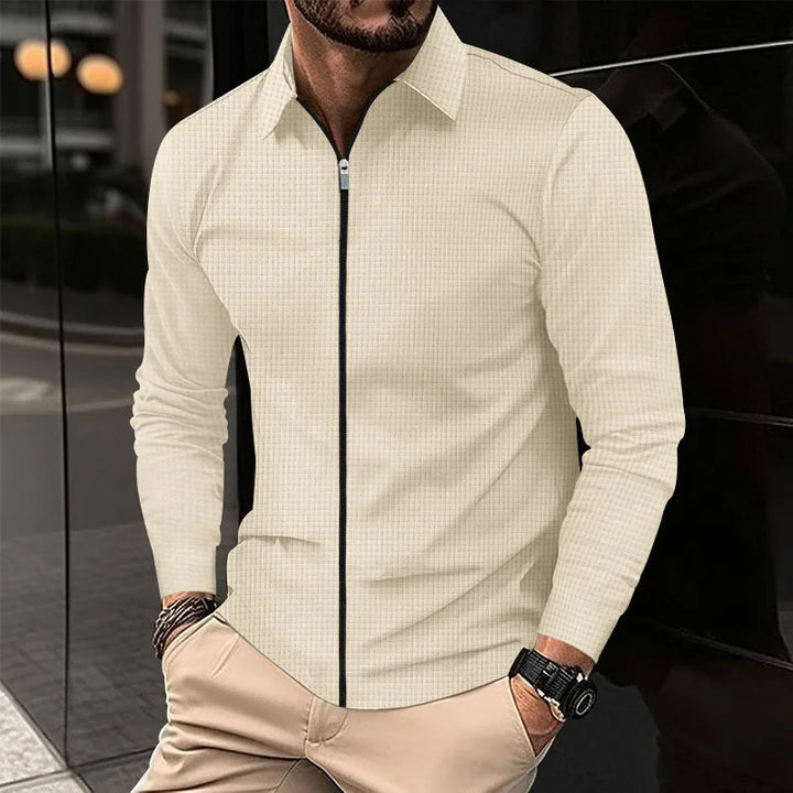 Waffle Knit Zip-Up