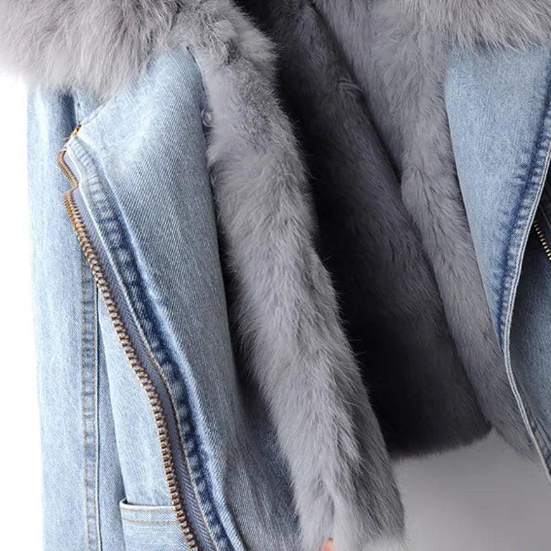 Celeste Faux Fur Denim Moto