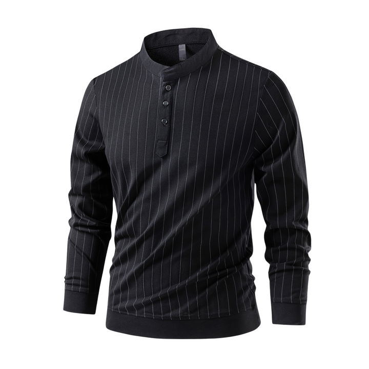 Stratus Pinstripe Mandarin Collar Shirt