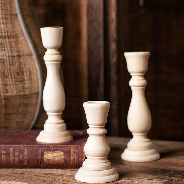Oak & Ivory Candlestick Set