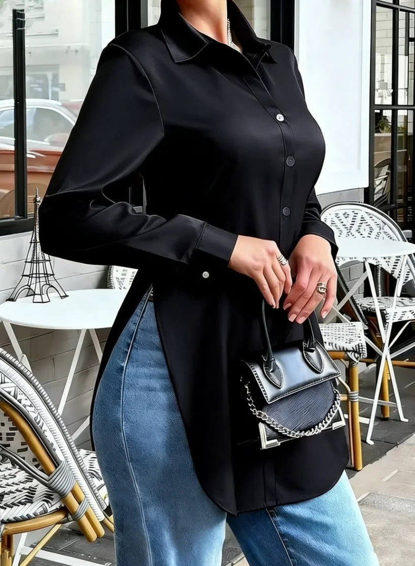 Madison Satin Tunic Blouse