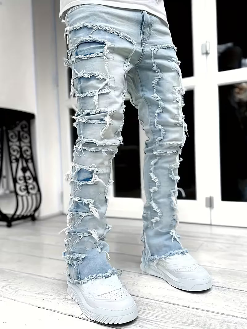 Distress Layered Denim Pant