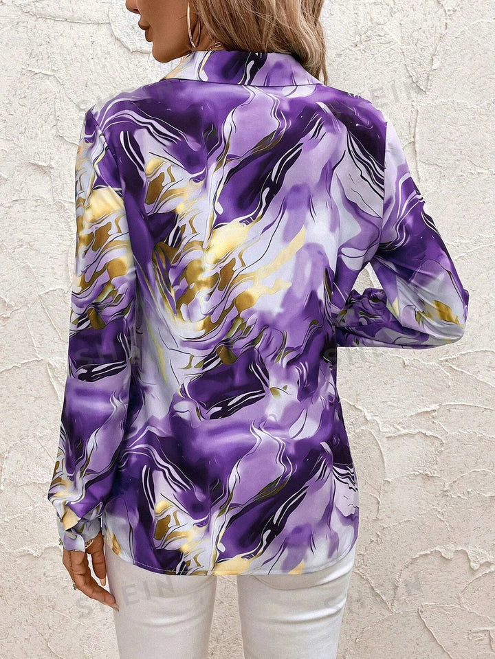Aviana Marble Satin Blouse