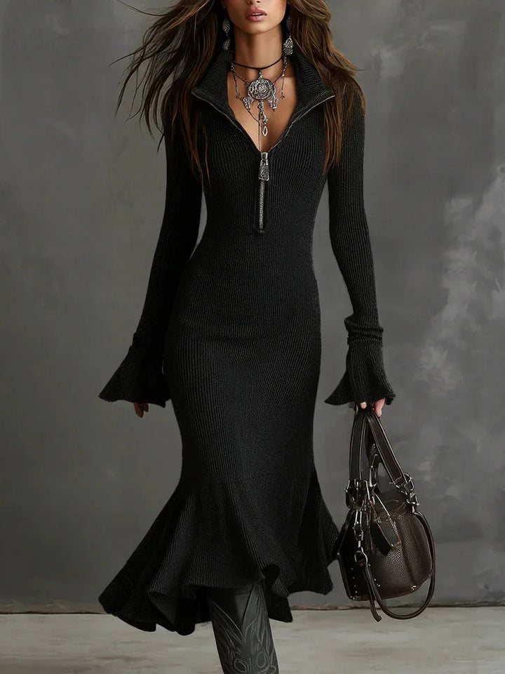 Zaria Ribbed Knit Flare Dress