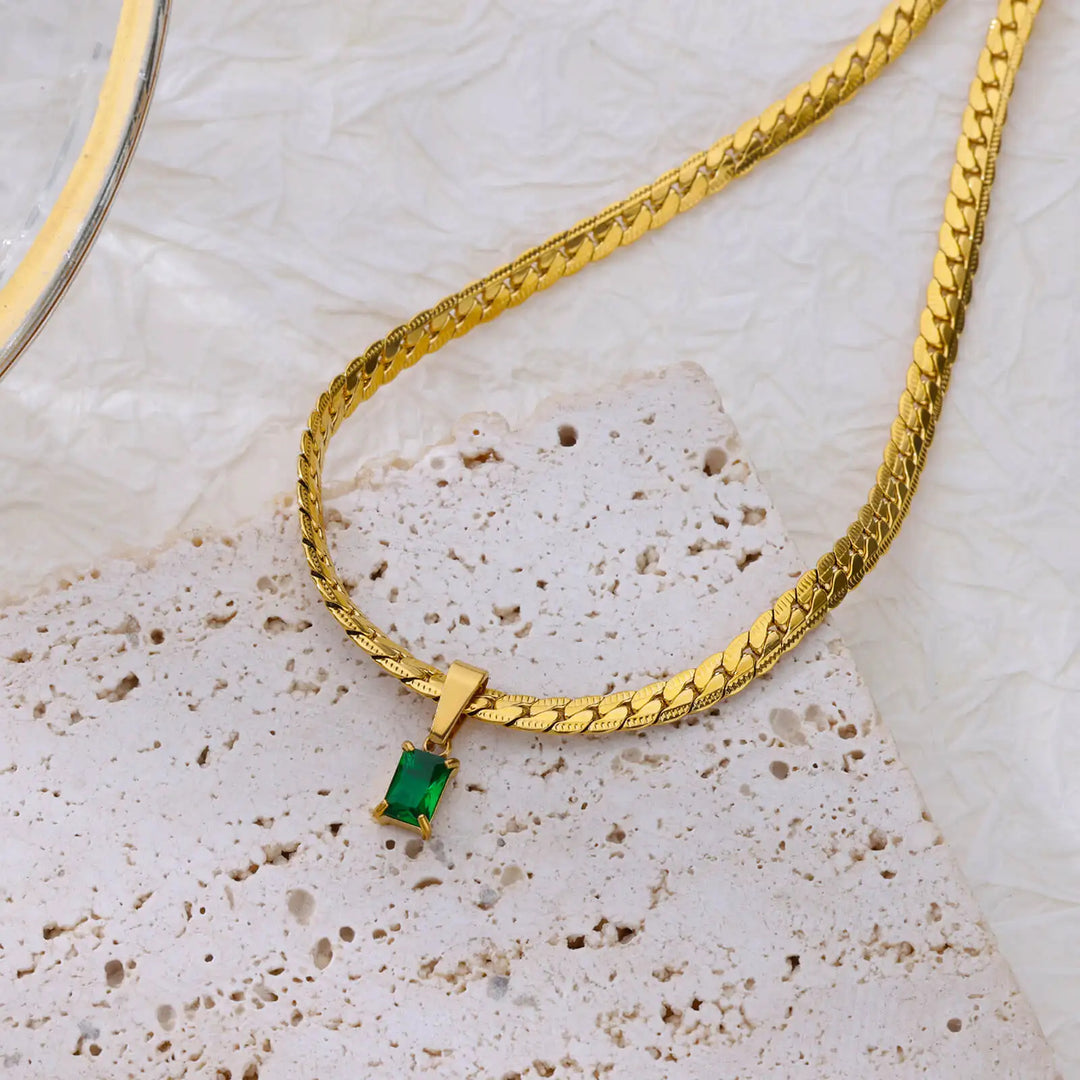 Emerald-Cut Zircon Necklace Set