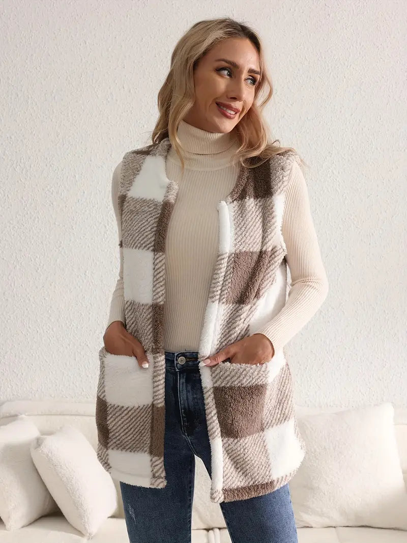 Everette Sherpa Check Vest