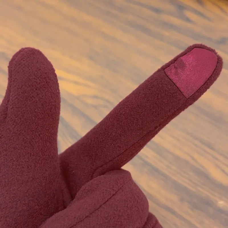 Suede Bow Winter Gloves