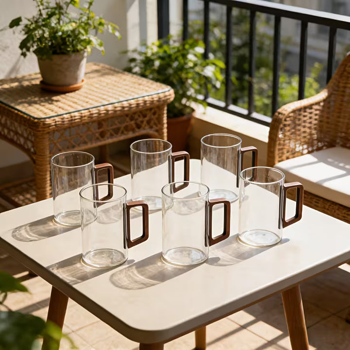 Walnut Glass Mug Set