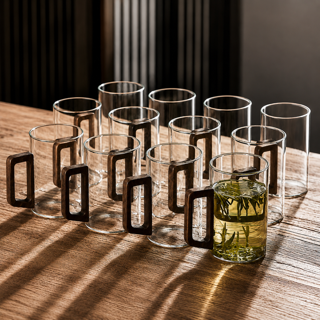 Walnut Glass Mug Set