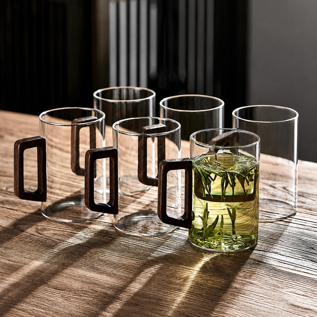 Walnut Glass Mug Set