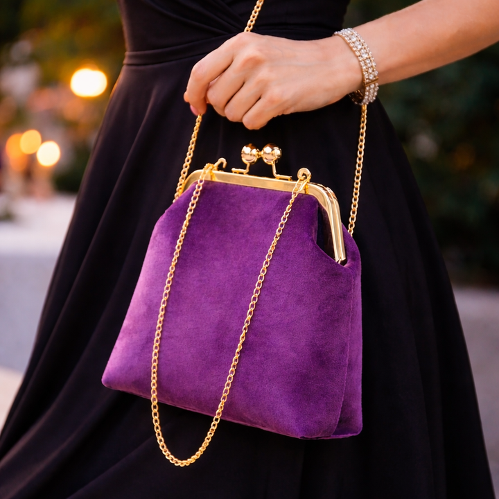 Duchess Velvet Kiss-Lock Clutch