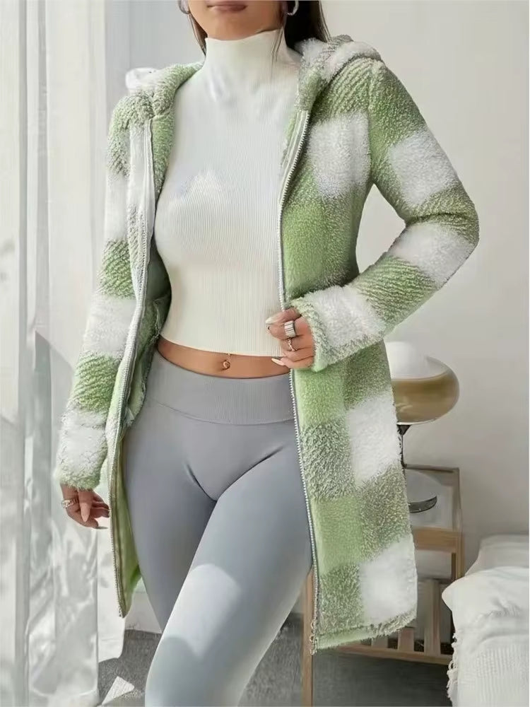Check Hooded Sherpa Jacket
