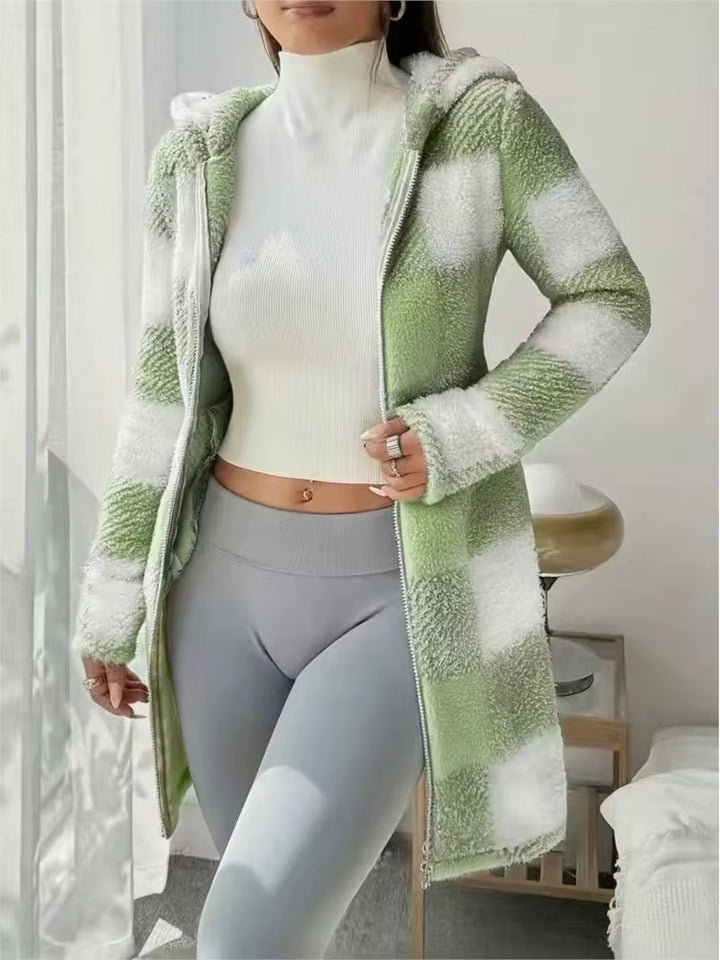 Check Hooded Sherpa Jacket