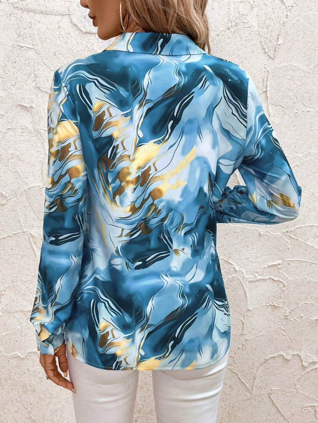 Aviana Marble Satin Blouse