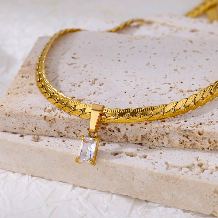 Emerald-Cut Zircon Necklace Set