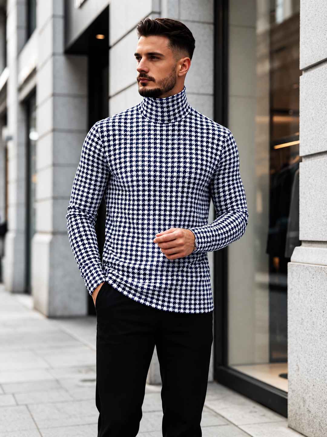 Harrington Houndstooth Turtleneck