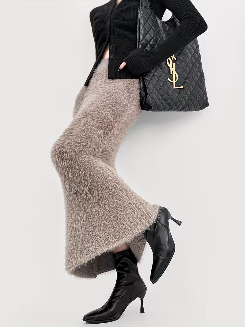 Clairmont Faux Fur Maxi Skirt
