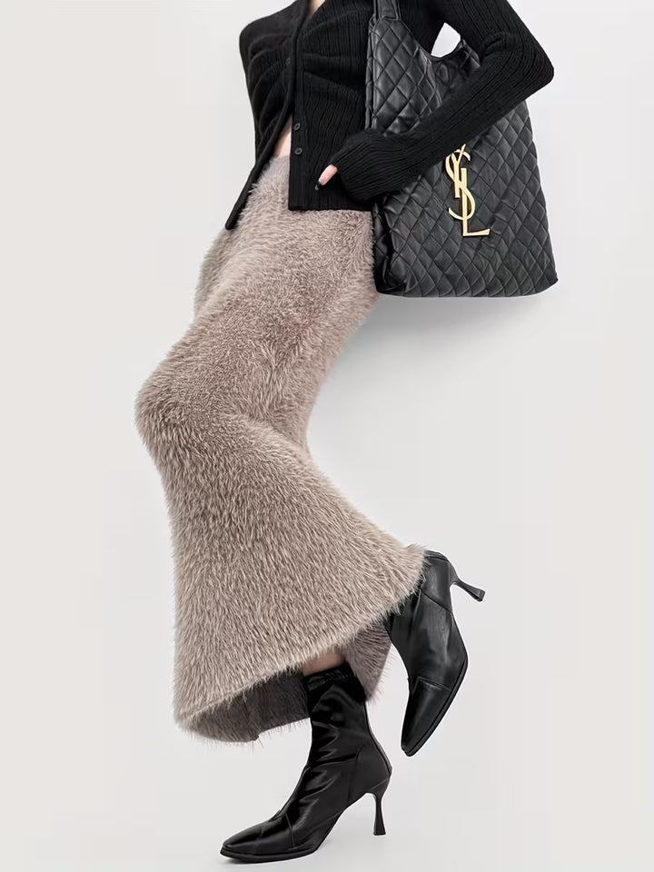 Clairmont Faux Fur Maxi Skirt