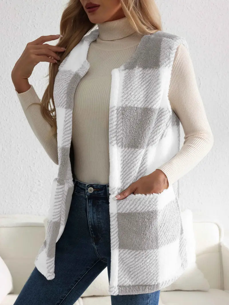 Everette Sherpa Check Vest