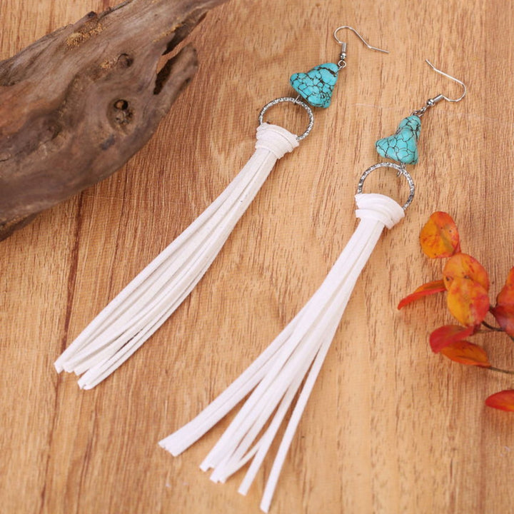 Azure Suede Tassel Earrings