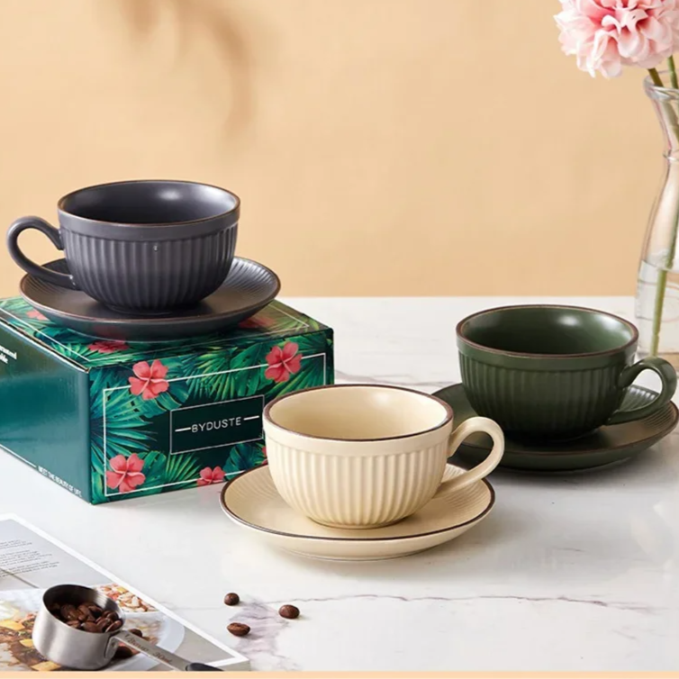 Emberware Ribbed Ceramic Mugs