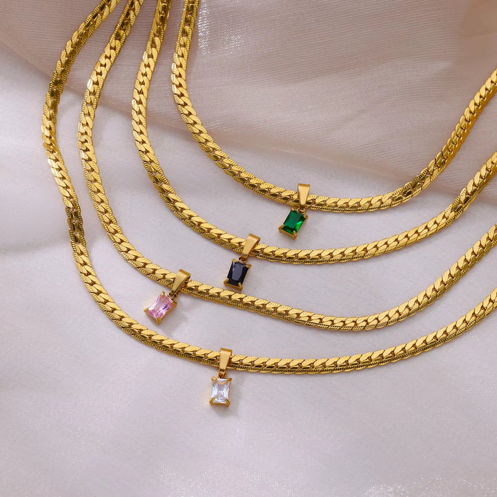 Emerald-Cut Zircon Necklace Set