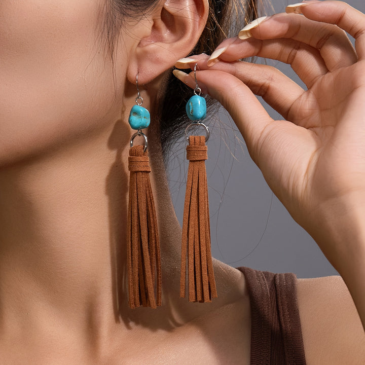 Azure Suede Tassel Earrings