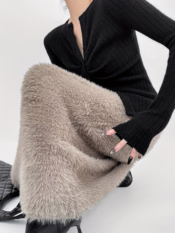 Clairmont Faux Fur Maxi Skirt