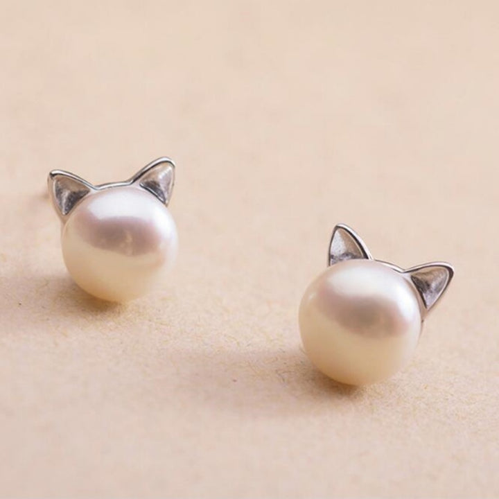 Purr & Pearl Stud Earrings