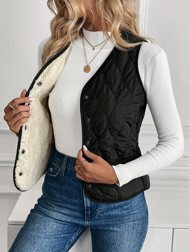 Pique Quilted Bomber Vest