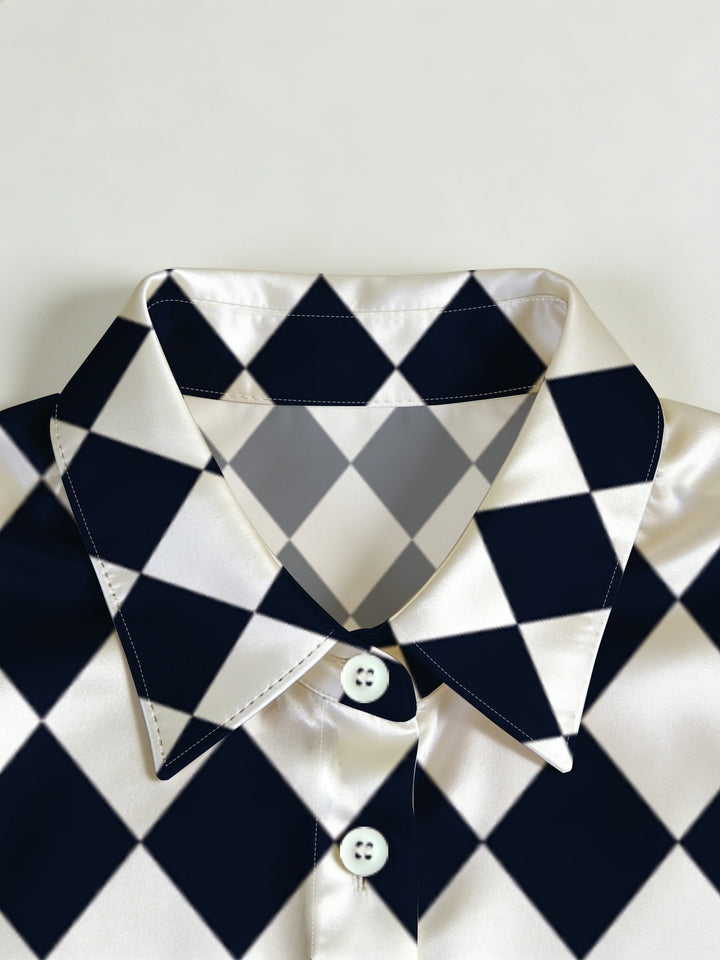 Harlequin Satin Blouse
