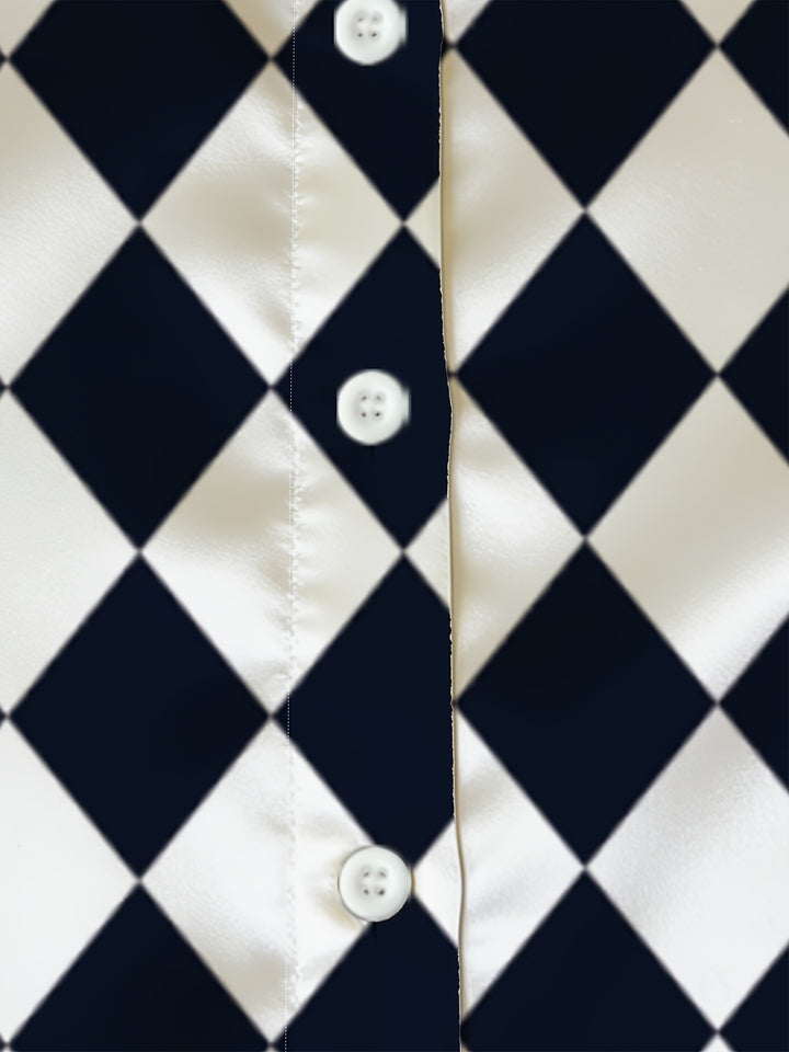 Harlequin Satin Blouse