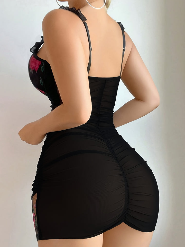 La Rose Ruched Mesh Nightgown