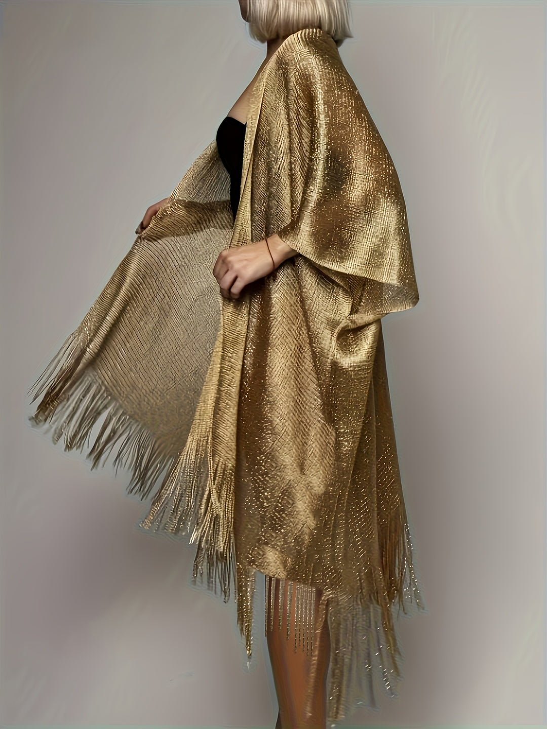 Twilight Metallic Fringe Shawl