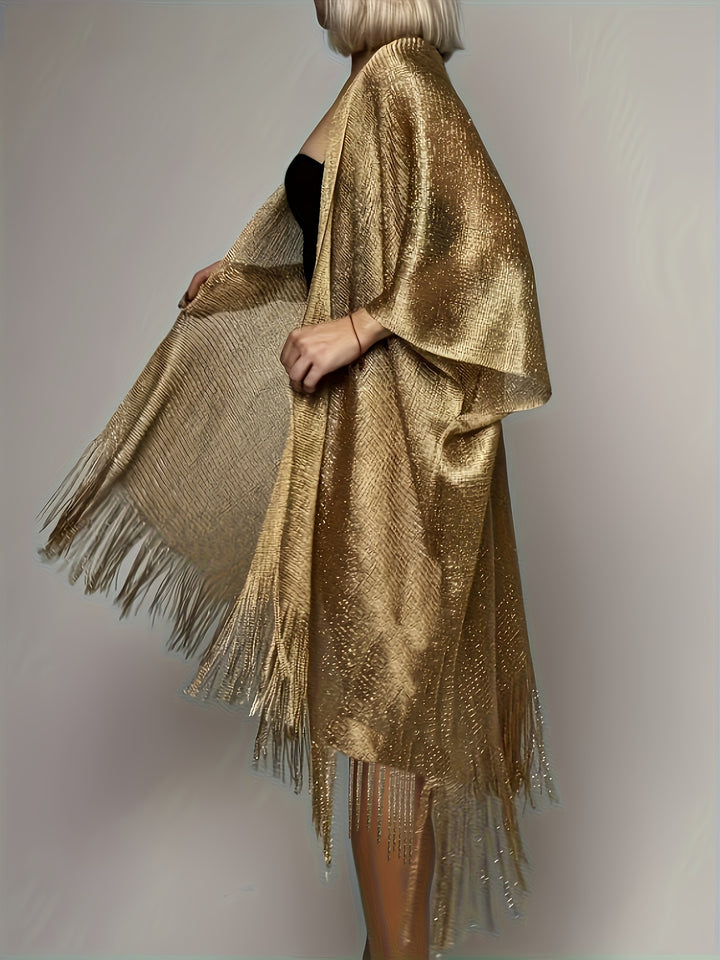 Twilight Metallic Fringe Shawl