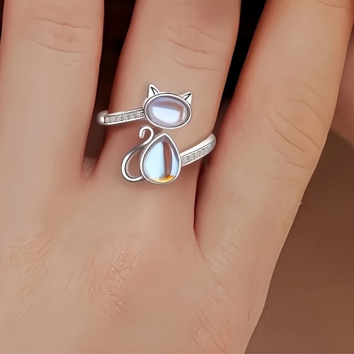 Moonstone Cat Wrap Ring