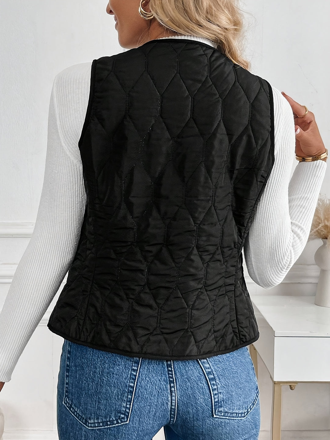 Pique Quilted Bomber Vest