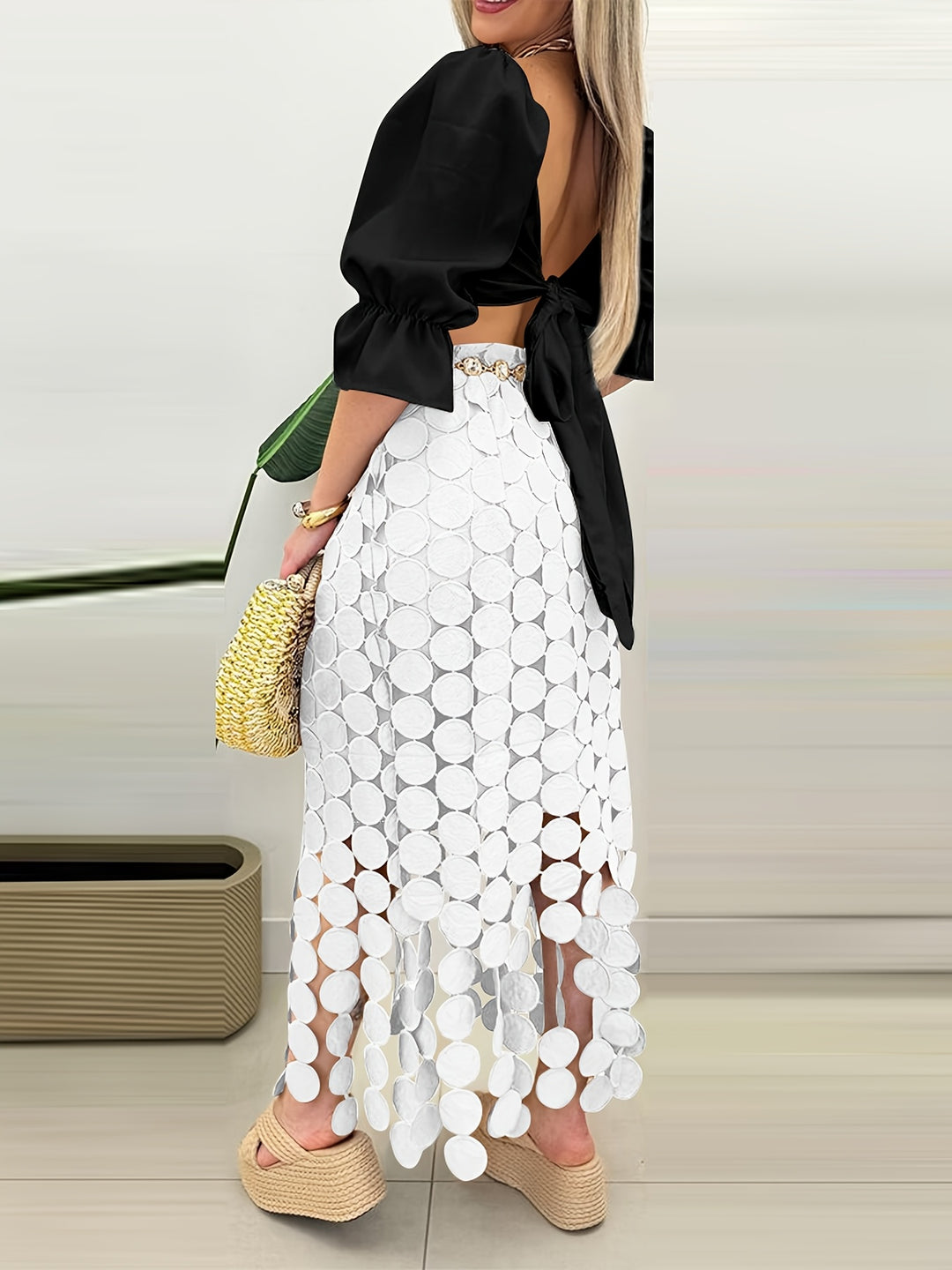 Flare Circle-Cut Fringe Skirt