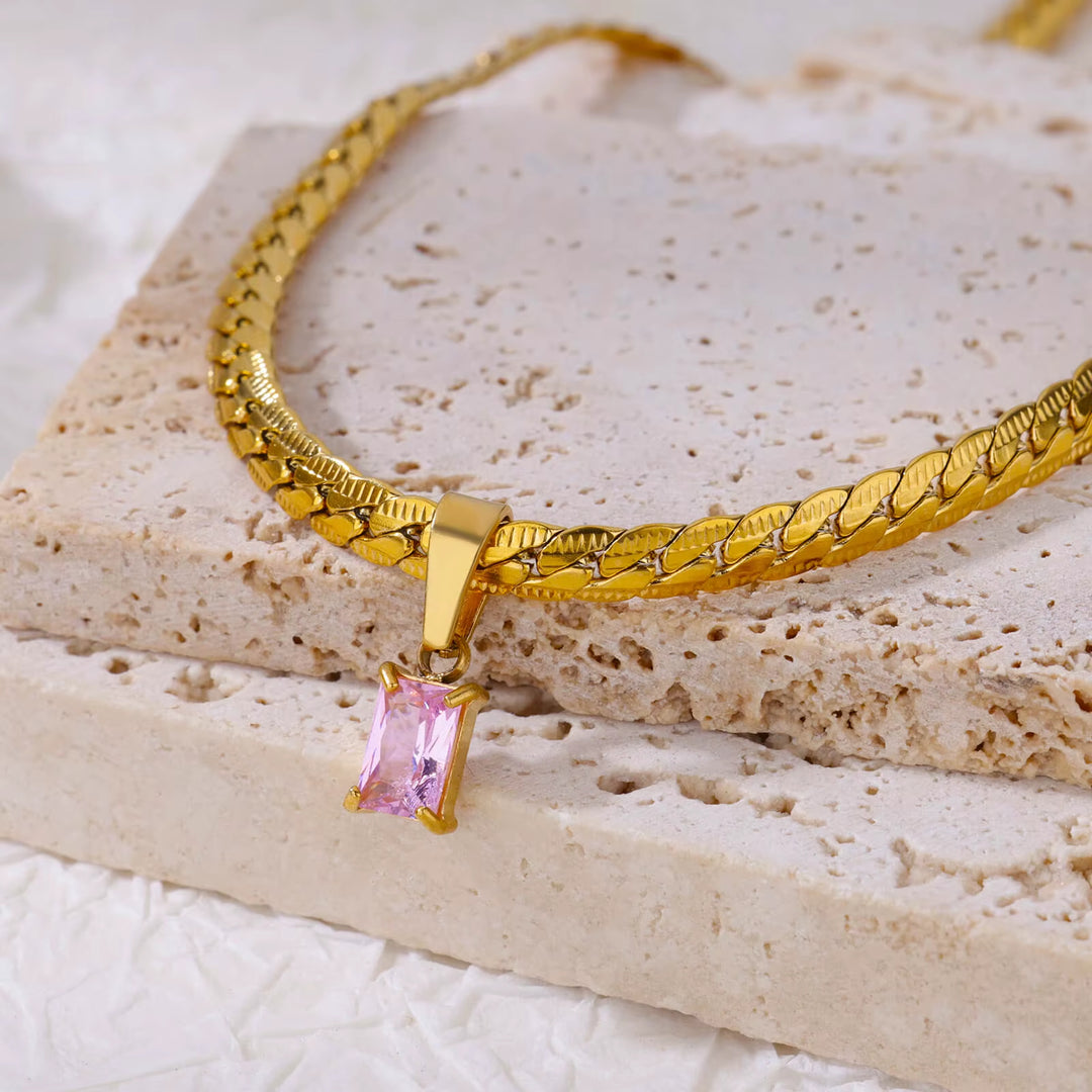 Emerald-Cut Zircon Necklace Set