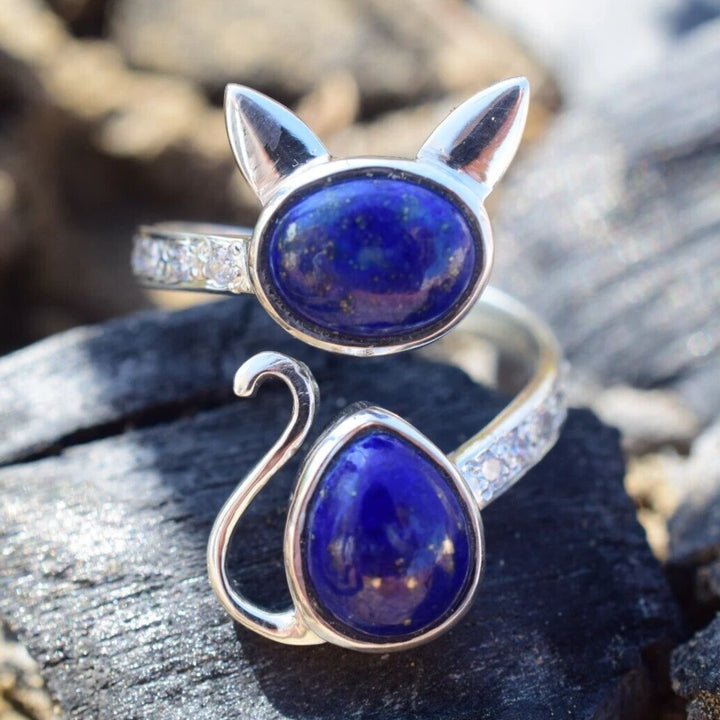 Moonstone Cat Wrap Ring