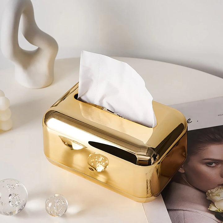 Luxe Gold & Silver Tissue Dispenser