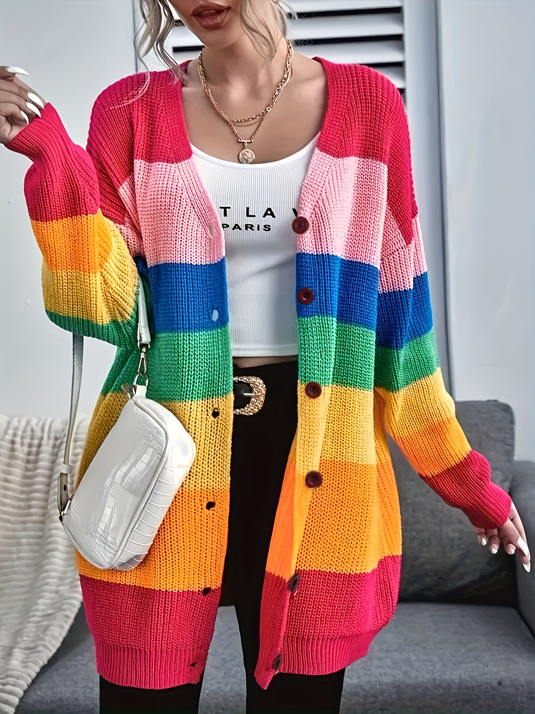 Rainbow Knit Cardigan